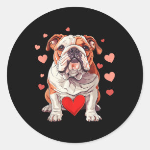 Adesivo Dia de os namorados Inglês Bulldog Heart Dog Anima