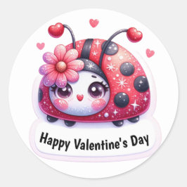 Adesivo Dia de os namorados Ladybug de Coração Rosa Adoráv