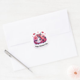 Adesivo Dia de os namorados Ladybug de Coração Rosa Adoráv