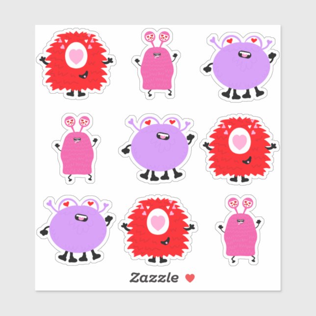 Adesivo Dia de os namorados Monster (Folha)