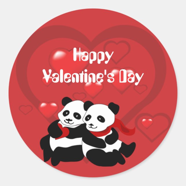 Adesivo Dia de os namorados Panda Heart Small Sticker (Frente)