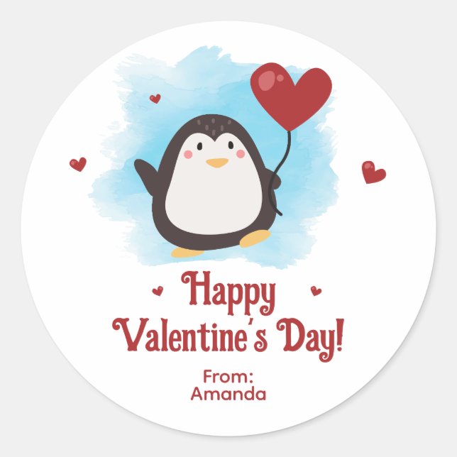 Adesivo Dia de os namorados Personalizado Pinguin Cute (Frente)