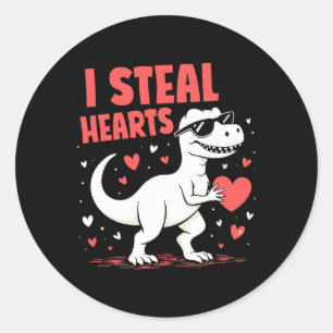 Adesivo Dia de os namorados T-rex I Roubar Corações Dinoss