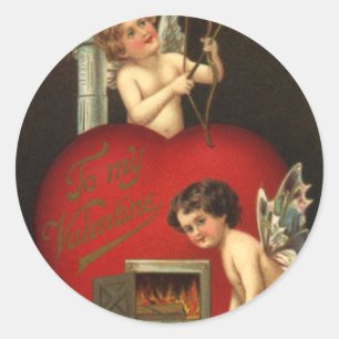 Adesivo Dia de os namorados Vintage Cupid, Anjos Queimando