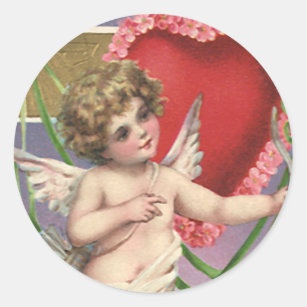Adesivo Dia de os namorados Vitoriano Cupido com Coração