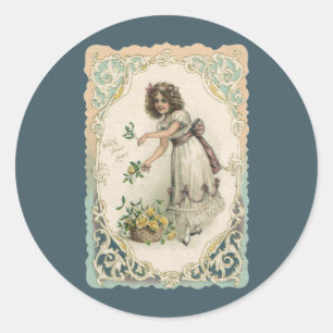 Adesivo Dia de os namorados Vitoriano Vintage, Garota com 