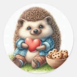 Adesivo Dia de os namorados Whimsical Hedgehog Heart Cooki
