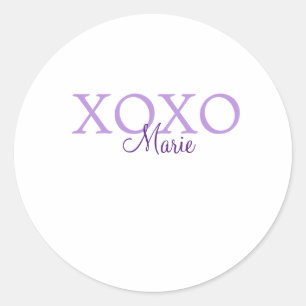 Adesivo Dia de os namorados Xoxo adicione nome pastel roxo
