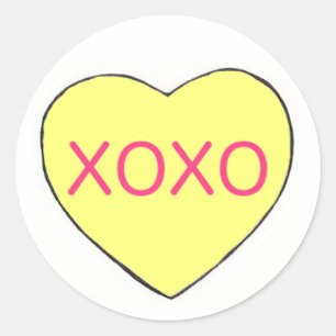 Adesivo Dia de os namorados XOXO Amarelo Doce Amor Cardíac