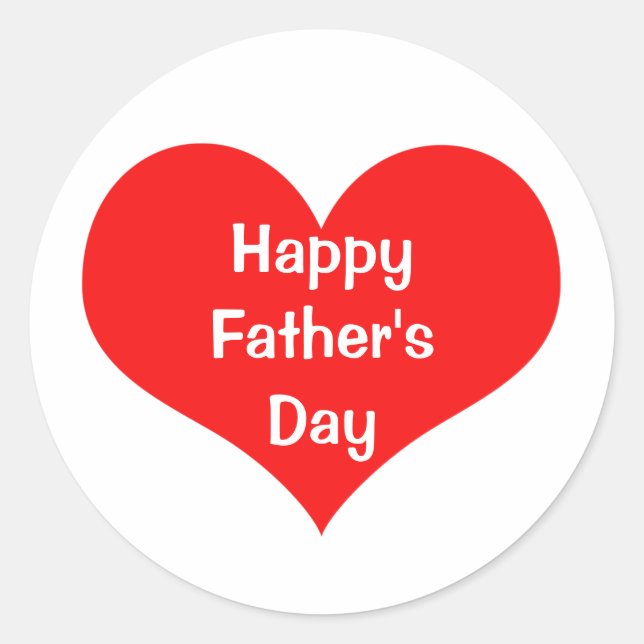 Adesivo Dia de os pais Feliz, Coração Colorida, Vermelho,  (Frente)