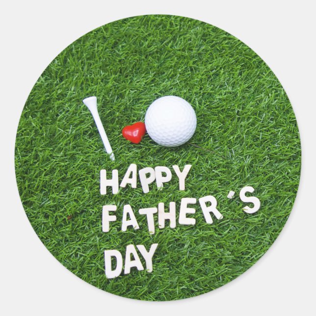 Adesivo Dia de os pais Feliz de Golfe com bola de golfe e  (Frente)