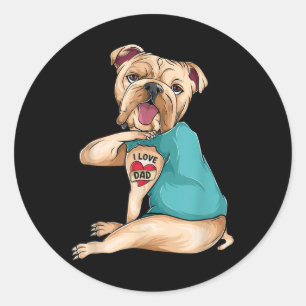 Adesivo Dia de os pais Oferece Cachorro Inglês Bulldog I L