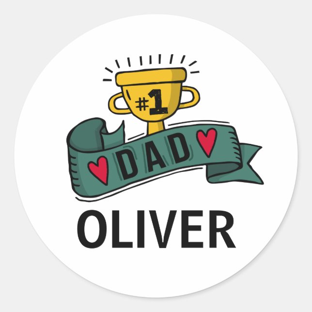 Adesivo Dia de os pais Personalizado de Nome Personalizado (Frente)