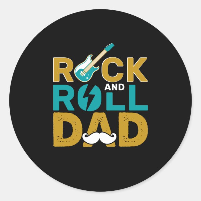 Adesivo Dia de os pais Rock E Roll Pai (Frente)