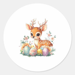 Adesivo Dia de Páscoa, Fofa Kawaii Bebê Cervo Com Flores &