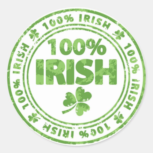 Adesivo Dia de São Patrício 100% irlandês (Frente)
