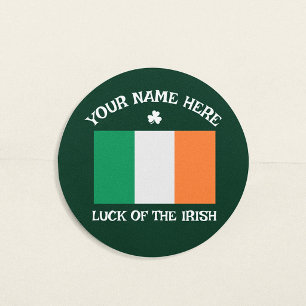Adesivo Dia de São Patrício Bandeira da Irlanda Nome Perso