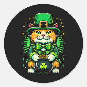 Adesivo Dia de São Patrício Cat Leprechaun Cat Irish Shamr