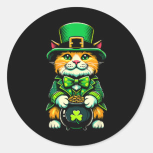 Adesivo Dia de São Patrício Cat Leprechaun Cat Irish Shamr