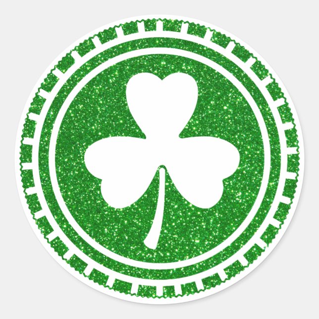 Adesivo Dia de São Patrício Chip De Shamrock Com Brilho Ve (Frente)