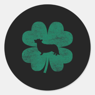 Adesivo Dia de São Patrício Corgi Irish Green Shamrock Clo