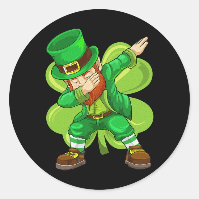 Adesivo Dia de São Patrício Dabbing Leprechaun Irish Shamr (Frente)
