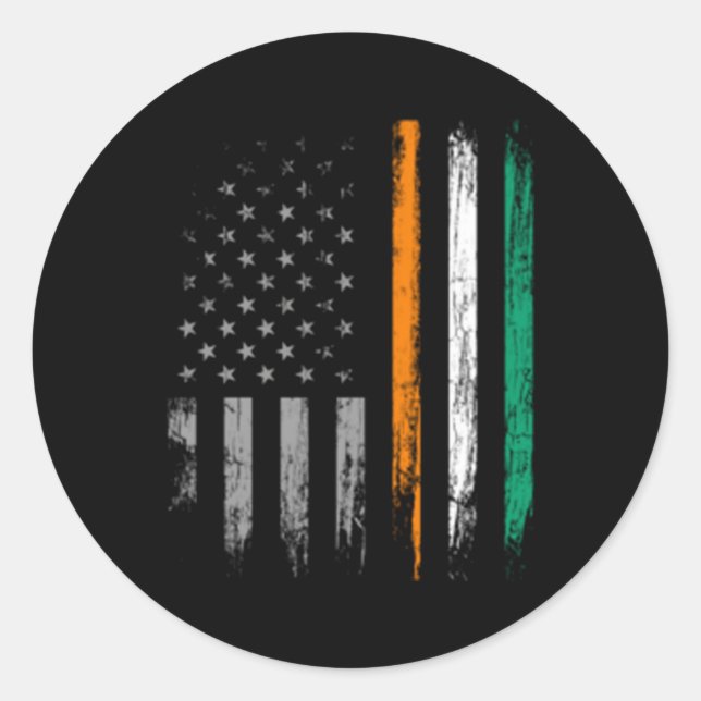 Adesivo Dia de São Patrício de bandeira irlandês americano (Frente)