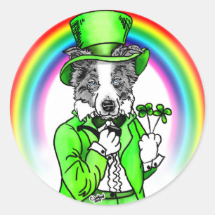 Adesivo Dia de São Patrício de border collie