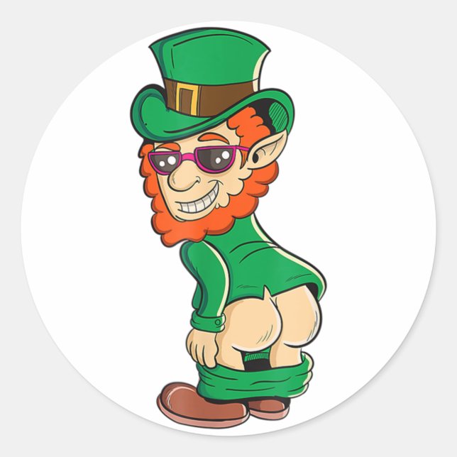 Adesivo Dia de São Patrício De Bumbum Leprechaun Engraçado (Frente)