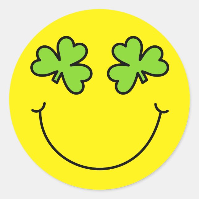Adesivo Dia de São Patrício Emoji Shamrock Olhos (Frente)