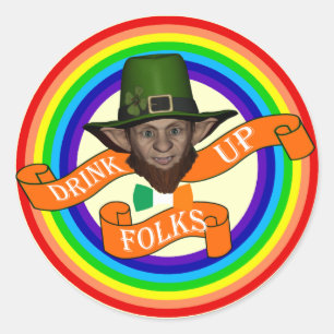 Adesivo Dia de São Patrício engraçado do leprechaun