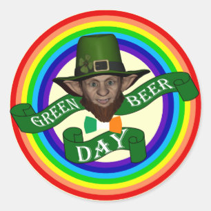 Adesivo Dia de São Patrício engraçado do leprechaun