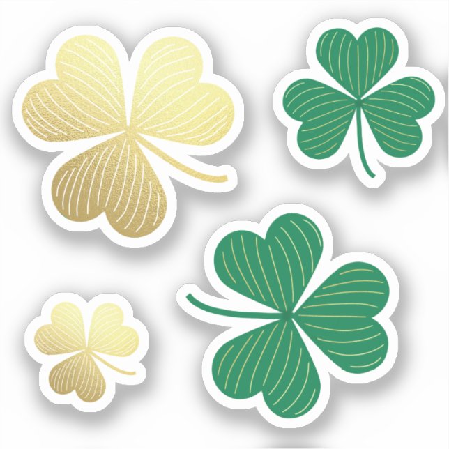 Adesivo Dia de São Patrício Feliz De Shamrock Dourado E Ve (Frente)