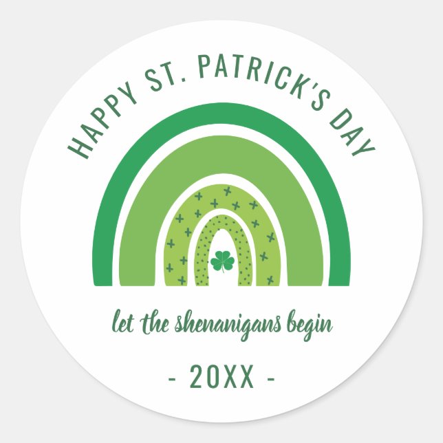 Adesivo Dia de São Patrício Feliz de Shamrock Irlandês Ver (Frente)
