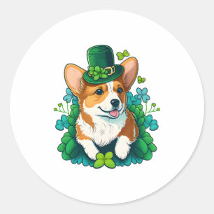 Adesivo Dia de São Patrício Feliz do Funny Corgi Lover Sha