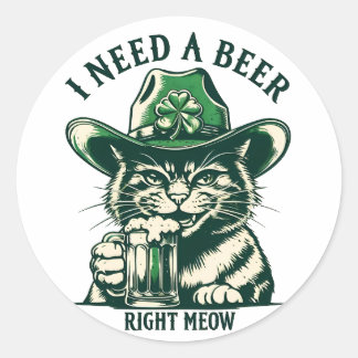 Adesivo Dia de São Patrício Gato Engraçado. Preciso De Uma