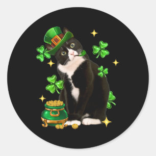 Adesivo Dia de São Patrício Gato Irlandês Shamrock Fofinho