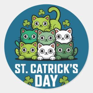 Adesivo Dia de São Patrício gato trevo da sorte irlandês a