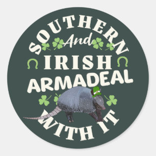 Adesivo Dia de São Patrício Irlandês Armadillo Funny