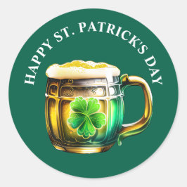 Adesivo Dia de São Patrício irlandês de shamrock de cervej