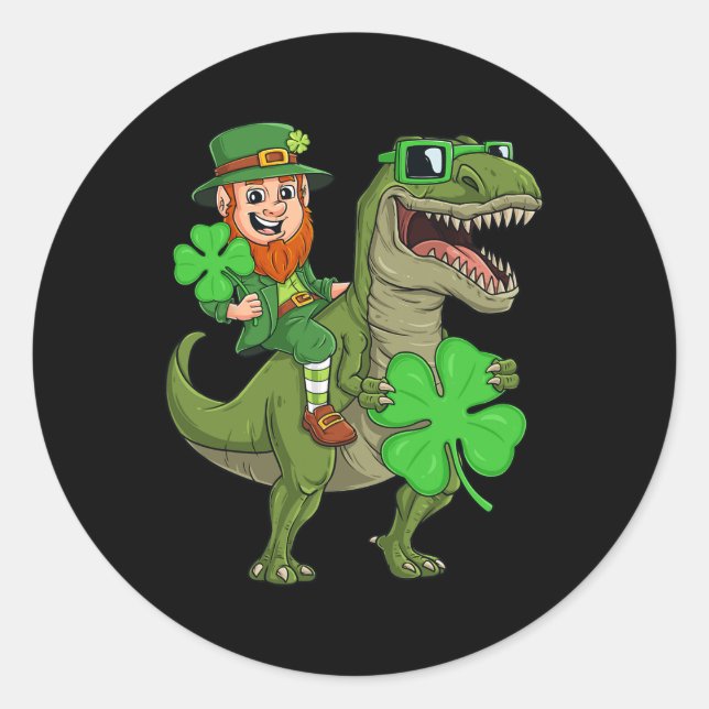 Adesivo Dia de São Patrício Leprechaun Andando T Rex Diver (Frente)