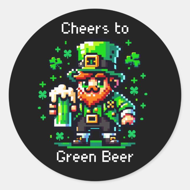 Adesivo Dia de São Patrício Leprechaun | Saúde à Cerveja V (Frente)