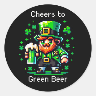 Adesivo Dia de São Patrício Leprechaun Saúde à Cerveja V