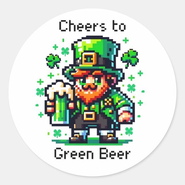 Adesivo Dia de São Patrício Leprechaun | Saúde à Cerveja V (Frente)