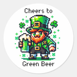 Adesivo Dia de São Patrício Leprechaun   Saúde à Cerveja V
