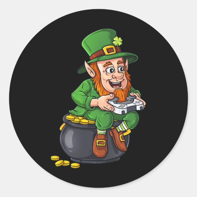 Adesivo Dia de São Patrício Leprechaun Video Game Controll (Frente)