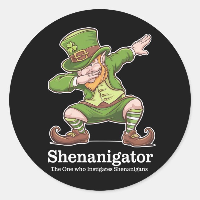 Adesivo Dia de São Patrício Shenanigator Dabbing Leprechau (Frente)