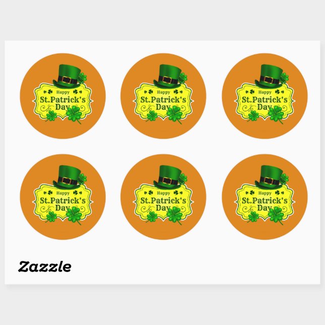 Adesivo Dia de São Patrício Verde e Shamrocks Laranja (Folha)