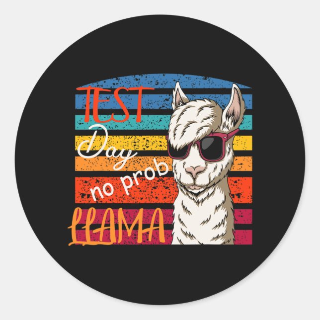 Adesivo Dia de Teste Sem Prob Llama Professor Piada (Frente)