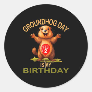 Adesivo Dia Divertido do Groundhog é Meu Aniversário, Grou